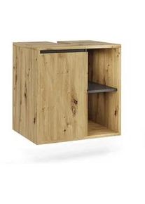 VICCO Waschbeckenunterschrank Viola Artisan/Grau 60 x 60 cm mit offenen Regalen , Hellgrau, Grau , Holzwerkstoff , 2 Fächer , Rechteckig , 60x60x46 cm , Badezimmer, Badezimmerschränke, Waschbeckenunterschränke
