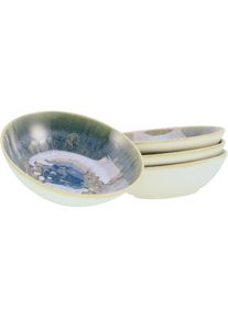 Creatable, M&uuml;slischale &raquo;Yuki&laquo; 4 Stk. aus Steinzeug Reaktiv-Digitaldruck, jedes St&uuml;ck ein Unikat, &Oslash; 17 cm, Gr&uuml;n-Blau, Steinzeug, &Oslash; 17 cm, Gr&uuml;n-Blau