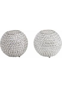 Home Affaire, Windlicht &raquo;Kristall&laquo;, silberfarben, Aluminium, Glas, B/H/T: 18 cm, silberfarben