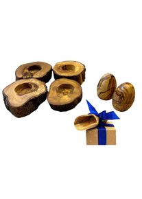 Olivenholz-erleben, Eierbecher &raquo;Rustikal&laquo; Olivenholzscheiben als Eierbecher mit Ei-f&ouml;rmigen Streuern, braun, Massivholz, braun