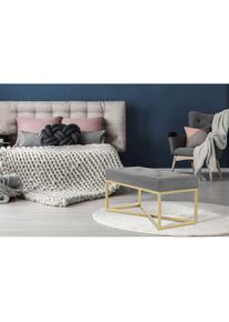 Kayoom , Hockerbank »Cameron 125, glamouröses Design, glänzenden Metallfüßen, in Samt-Look« 1 Stk. tlg. bequem, elegant, mit Zierknöpfen,...