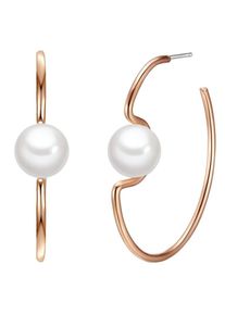 Yokoamii, Damen, Paar Creolen &raquo;Set: Y74&laquo; Creolen Muschelkernperle wei&szlig;, ros&eacute;gold, ros&eacute;gold, Moderne Creolen f&uuml;r Damen