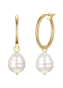 Yokoamii , Paar Creolen »Set: Y511« mit Muschelkernperle , gelbgold , 42,6 mm , Creolen für Damen