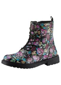 Geox , Kinder,Jugendliche , Schnürboots »J ECLAIR GIRL D« Schnürstiefel, Boots mit Blockabsatz , schwarz-bunt geblümt , 31 , 31 , Schnürboots mit...
