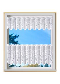 Weckbrodt-Gardinen Weckbrodt , Scheibengardine »Savannah« Stangendurchzug 1 Stk. tlg. Bistro, Jacquard, Bordüre, Kante, floral, Gardine, Store , weiß , Obermaterial:...