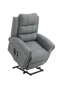 HOMCOM Massagesessel Wärmefunktion Massagestuhl Aufstehfunktion Fernbedienung Leinen , Grau , Textil , 91x106x90 cm , Wohnzimmer, Sessel, Polstersessel