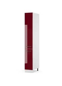 VICCO Badschrank Fame-Line Bordeaux Hochglanz 30 x 206.8 cm , Bordeaux, Weiß , Holzwerkstoff , 5 Fächer , Rechteckig , 30x206.8x58 cm , Badezimmer, Badezimmerschränke, Hochschränke