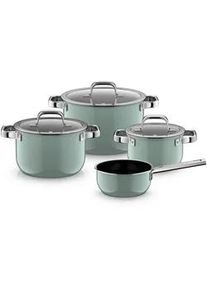 WMF Kochtopfset , Salbeigrün , Metall , 4-teilig , 16 cm,20 cm,16 cm , 30x33x60 cm , backofengeeignet, rostfrei, breiter Schüttrand, geschmacksneutral, säurefest , Kochgeschirr, Töpfe, Topfsets