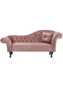 Beliani Chaiselongue Samtstoff rosa rechtsseitig Lattes , Pink , Textil , 188x87x59 cm , Wohnzimmer, Sofas & Couches, Sofas, Recamieren