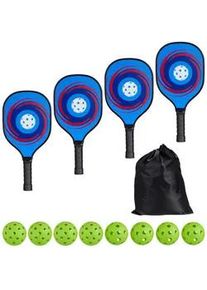 Relaxdays 13-tlg.PICKLEBALL Set , Multicolor , Holz, Kunststoff , 19.5x3.5 cm , Freizeit & Co, Sport & Fitness
