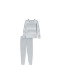 Schiesser Frottee-Pyjama-Set - Damen - Gr. 44 - grau/gestreift