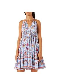 IZIA, Damen, Kleider, Gaya Sommerkleid mit Spaghettiträgern, Rückenausschnitt und Rüschen, Blau, (M)