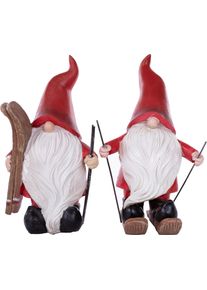 MyFlair Möbel & Accessoires Weihnachtsfigur »Weihnachtsdeko rot« Wichtel auf Skiern in rot, Größe B/H/T: 12 cm x 20 cm x 7 cm