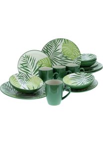 Creatable Kombiservice »Tropicana« vollflächiger tropischer Blätter Dekor in grün
