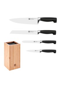 Zwilling Messerblock »**** VIER STERNE, inkl. 4 Messer« 5 Stk. mit flexiblen Kunststoff-Borsten, Bambus