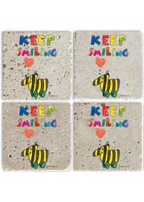 Luckylinde Getränkeuntersetzer »Die kleine Tigerente« Janosch Set Topfuntersetzer Naturstein Untersetzer 10x10x1cm in bunt