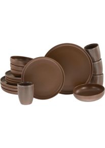 Creatable Kombiservice »Uno« seidenmatte Oberfläche, jedes Stück ein Unikat in braun