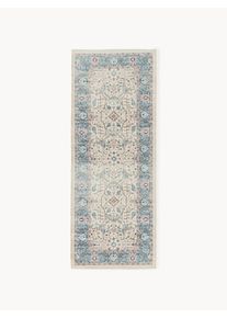 Ručne tkaný behúň do exteriéru s vintage vzorom Leonato Modrá, Ružová, Svetloružová, Biela Umelé vlákno Š 80 x D 200 cm | Westwing Collection