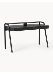 Pracovný stôl z jaseňového dreva Evrak Čierna Drevo, Masívne drevo Š 139 x H 65 | Westwing Collection