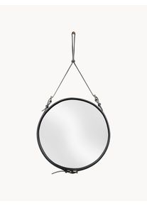 Gubi Round Wall Mirror Adnet, Various Sizes Black Leather Ø 58 cm