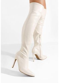 Cizme lungi peste genunchi bej Junta