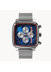 D20 Chronograph Stradale-Men's Watch-Blue/Silver-Sapphire-hardened mineral glass-Mesh Strap &ndash; 41 mm Case &ndash; Quartz Movement-deTomaso