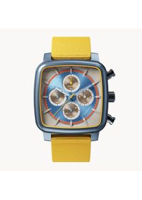 D20 Chronograph Stradale-Men's Watch-Beige/Yellow-Sapphire-hardened mineral glass-Ocean Plastic Strap &ndash; 41 mm Case &ndash; Quartz Movement-deTomaso