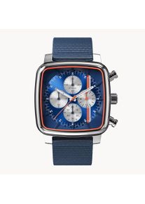 D20 Chronograph Stradale-Men's Watch-Blue/Blue-Sapphire-hardened mineral glass-Ocean Plastic Strap &ndash; 41 mm Case &ndash; Quartz Movement-deTomaso