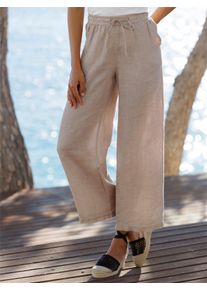 Heine Damen Leinenhose mit weitem Bein in sesam ,Gr&ouml;&szlig;e 50, Witt, 100% Leinen