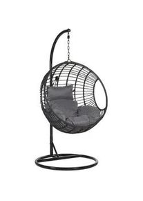 Beliani Hängesessel mit Gestell PE Rattan schwarz 97 cm Aspio , Kunststoff , 99x199x97 cm , Gartenmöbel, Gartenschaukeln, Hängesessel