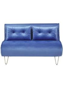 Beliani 2-Sitzer-Schlafsofa Samtstoff Marineblau Vestfold , Hellblau , Textil , 130x81x78 cm , Wohnzimmer, Sofas & Couches, Schlafsofas
