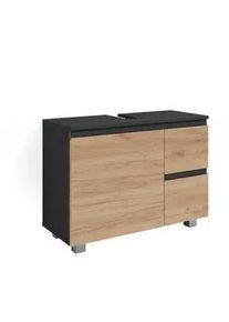 VICCO Waschbeckenunterschrank J-Shape Sonoma 80 x 60.8 cm , Sonoma Eiche, Sonoma Eiche , Holzwerkstoff , 3 Fächer , 2 Schubladen , Rechteckig , 80x60.8x33 cm , Badezimmer, Badezimmerschränke, Waschbeckenunterschränke