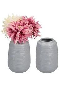 Relaxdays Vasen Set , Grau , Keramik , Rund , 15 cm , Dekoration, Vasen, Keramikvasen