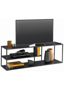 CARRYHOME Tv-Element , Schwarz , Metall , 1 Fächer , 140x45x35 cm , Babymöbel & Kindermöbel, Kinderzimmer & Jugendzimmer, Phonomöbel