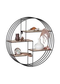 Landscape Wandregal , Schwarz, Hellbraun , Metall, Holzwerkstoff , 45x45x11 cm , hängend , Wohnzimmer, Regale, Wandregale