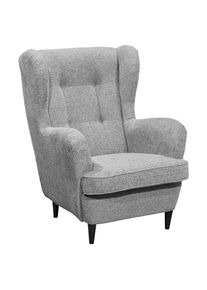 CARRYHOME Ohrensessel , Grau , Textil , Buche , massiv , 78x102x98 cm , Wohnzimmer, Sessel, Ohrensessel