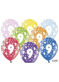 partydeco 50 ballons lumineux 9ème anniversaire 30cm