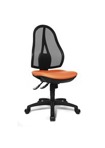Topstar Silla giratoria de oficina OPEN POINT SY, sin brazos, respaldo reticulado en negro, tapizado naranja