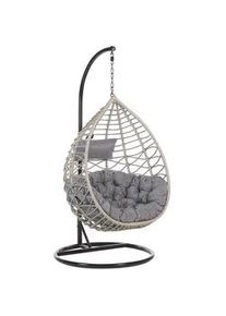 Beliani Hängesessel mit Gestell PE Rattan grau 97 cm Arsita , Kunststoff , 100x199x97 cm , Gartenmöbel, Gartenschaukeln, Hängesessel