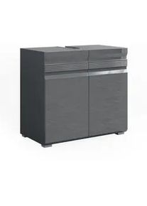 VICCO Waschbeckenunterschrank Fredd Anthrazit 60 x 60 cm , Schwarz Hochglanz , Holzwerkstoff , 2 Fächer , Rechteckig , 60x60x34 cm , Badezimmer, Badezimmerschränke, Waschbeckenunterschränke