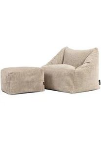 I.C.O.N. icon Kindersitzsack mit Hocker Natalia , Beige , Textil , 100 L , Quadratisch , 55x44x55 cm , Hergestellt in Deutschland, Oeko-Tex® Standard 100 , Wohnzimmer, Hocker, Sitzsäcke, Kindersitzsäcke