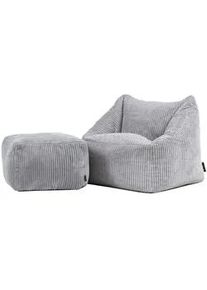 I.C.O.N. icon Kindersitzsack mit Hocker Natalia , Grau , Textil , 100 L , Quadratisch , 55x44x55 cm , Hergestellt in Deutschland, Oeko-Tex® Standard 100 , Wohnzimmer, Hocker, Sitzsäcke, Kindersitzsäcke