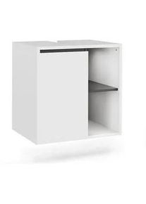 VICCO Waschbeckenunterschrank Viola Weiß/Grau 60 x 60 cm mit offenen Regalen , Weiß, Grau , Holzwerkstoff , 2 Fächer , Rechteckig , 60x60x46 cm , Badezimmer, Badezimmerschränke, Waschbeckenunterschränke