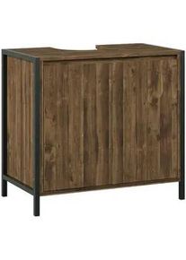 Vichy Vicco Waschbeckenunterschrank Naola Eiche/Schwarz 70 x 65 cm mit 2 geschlossenen Ablagefächern , Eichefarben, Schwarz , Holzwerkstoff , Rechteckig , 70x65x40 cm , Badezimmer, Badezimmerschränke, Waschbeckenunterschränke