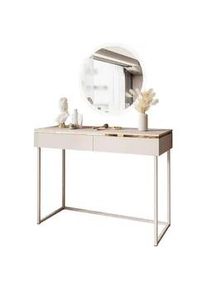 Lookway Schminktisch Aurora in Kaschmir auf Gestell mit Spiegel , Holzwerkstoff , Uni , 2 Schubladen , Rechteckig , 102x79x44 cm , Schlafzimmer, Schminktische