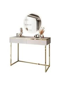 Lookway Schminktisch Aurora Gold Kaschmir Schminktisch auf einem goldenen Gestell mit Spiegel , Kaschmir , Holzwerkstoff , Uni , 2 Schubladen , Rechteckig , 102x79x44 cm , Schlafzimmer, Schminktische