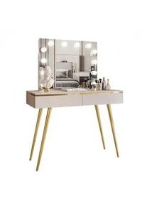 Lookway Schminktisch Aurora-S Elite in Kaschmir mit Spiegel , Kaschmir , Holzwerkstoff , Uni , 2 Schubladen , Rechteckig , 102x145x44 cm , Schlafzimmer, Schminktische