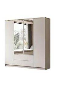 Lookway Kleiderschrank Aurora 4D2Sz in Kaschmir mit Schubladen mit goldenen Griffen , Kaschmir, Goldfarben , Holzwerkstoff , Uni , Rechteckig , 200x213x57 cm , Schlafzimmer, Kleiderschränke, Drehtürenschränke