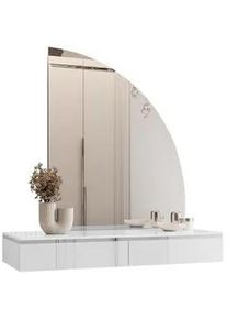 Lookway Schminktisch Aurora-Q Silver Hängend mit Spiegel Hochglanz Weiß , Weiß Hochglanz , Holzwerkstoff , 102x15x43.6 cm , Schlafzimmer, Schminktische