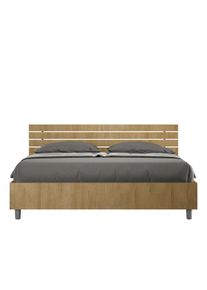 Letto matrimoniale contenitore doppia alzata 160x190 testata inclinata con doghe quercia Ankel